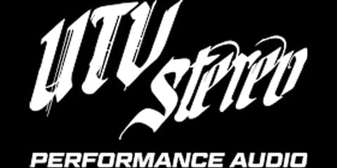 UTV logo in white script on black background