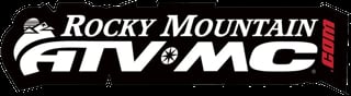 Rocky Mountain ATV/MC logo with mountain peak icon and red accent on black background