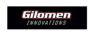 Gilomen Innovations logo with white and red text on a black background