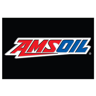 AMSOIL logo featuring red and blue stylized text on black background with registered trademark symbol